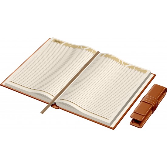 Set Agenda Piele B5 + Pouch Pen - Orange