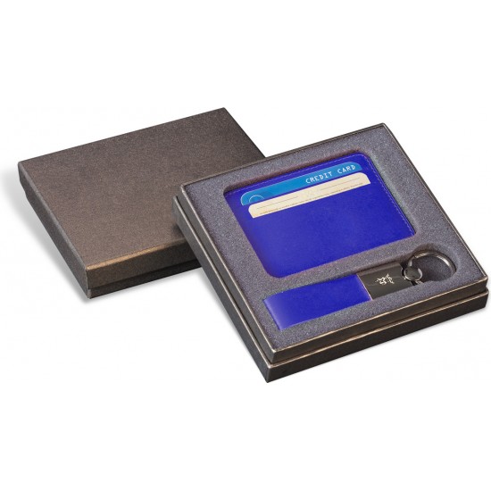 Set Card holder + Breloc chei - Blue