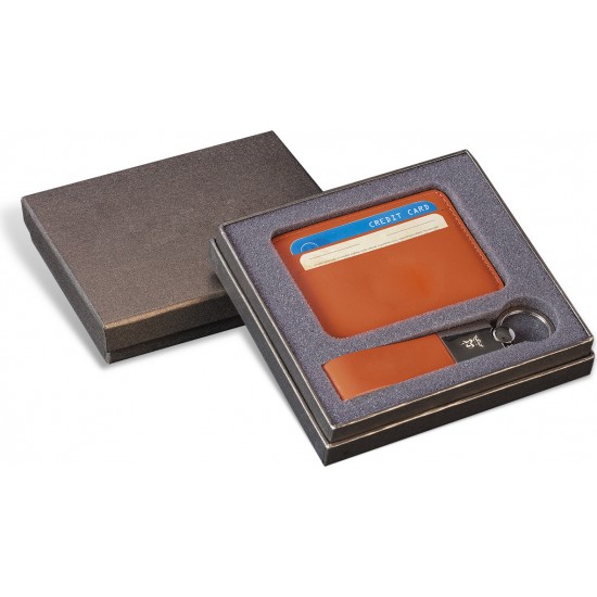 Set Card holder + Breloc chei - Orange