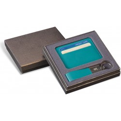 Set Card holder + Breloc chei - Turquoise