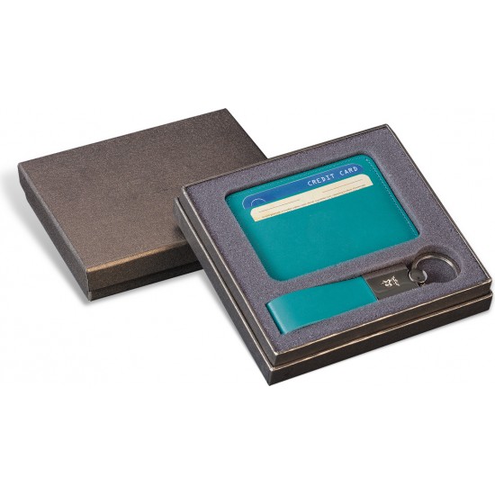 Set Card holder + Breloc chei - Turquoise