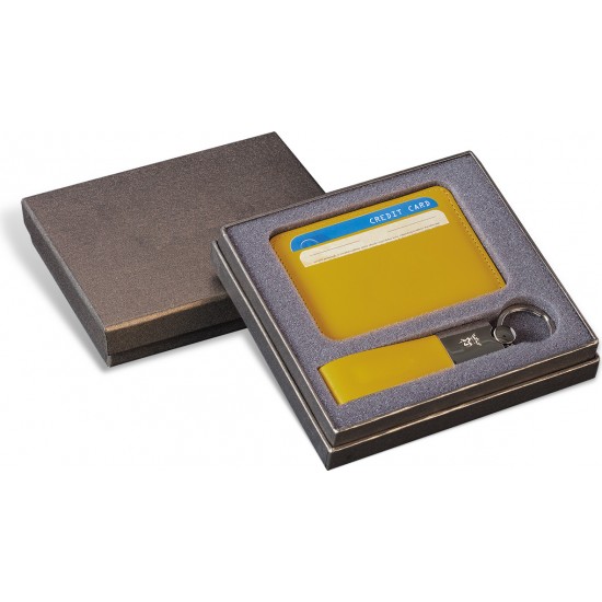Set Card holder + Breloc chei - Yellow