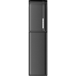 Etui piele dublu cu clapa Negru