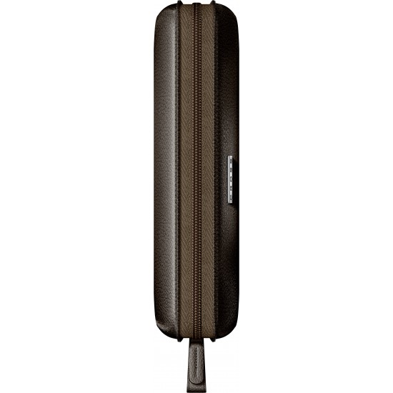 Etui piele 3 piese cu fermoar maro