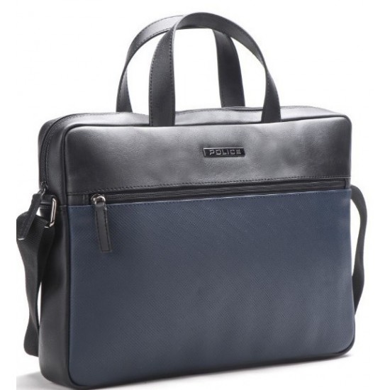 Geanta Laptop Police Leather Anthemis Black - Navy