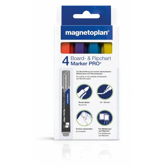 Marker whiteboard MAGNETOPLAN PRO+ 4 culori asortate