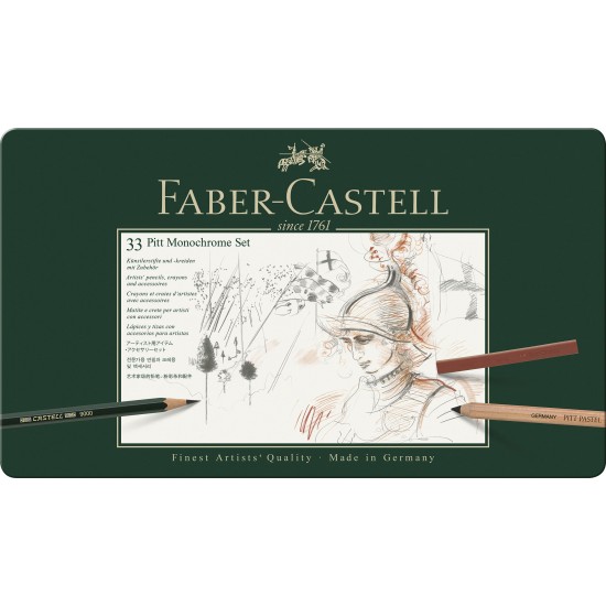 SET PITT MONOCHROME GRAFIT+CARBUNE+PASTEL 33 BUC FABER-CASTELL