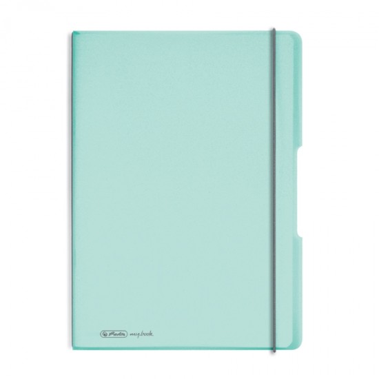 Caiet my.book flex A4, 2x40 file, dictando+patratele, turcoaz translucid