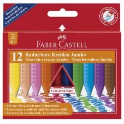 CREIOANE COLORATE PLASTIC 12 CULORI JUMBO GRIP FABER-CASTELL