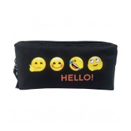 PENAR ETUI DREPTUNGHIULAR 3 FERMOARE NEGRU EMOJI PIGNA