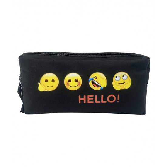 PENAR ETUI DREPTUNGHIULAR 3 FERMOARE NEGRU EMOJI PIGNA