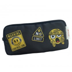 PENAR ETUI DREPTUNGHIULAR 3 FERMOARE NEGRU EMOJI PIGNA