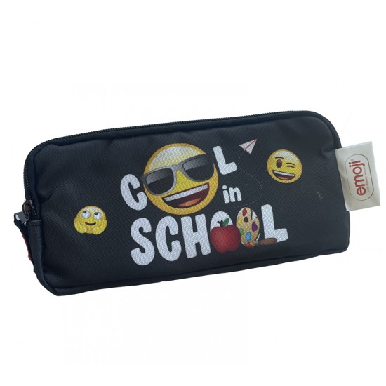 PENAR ETUI DREPTUNGHIULAR 3 FERMOARE NEGRU SCHOOL EMOJI PIGNA