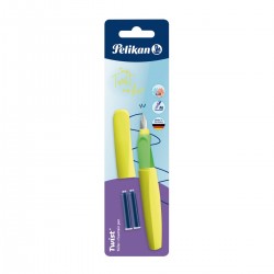 Stilou Twist, penita M, galben neon, blister