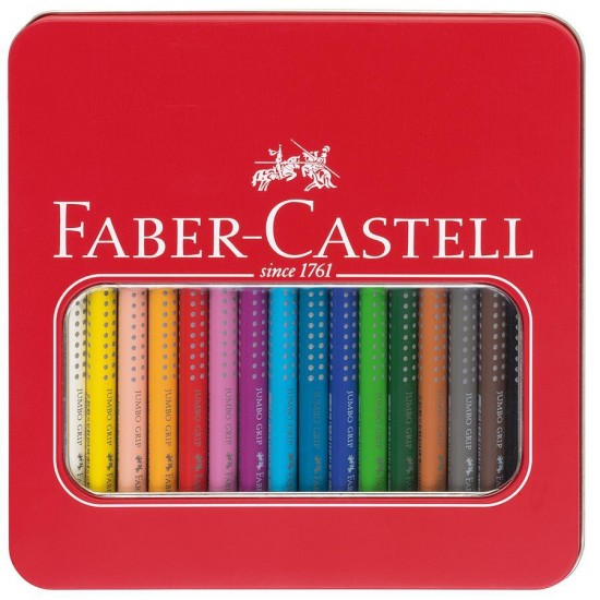 Creioane Colorate 16 Culori Jumbo Grip Cut Metal Faber-Castell