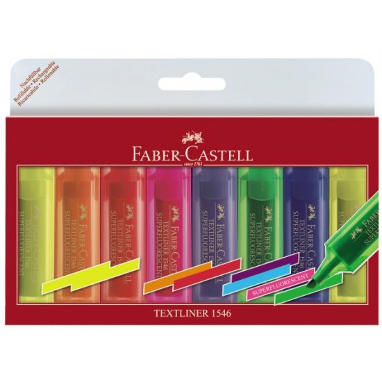 TEXTMARKER SET 8 SUPERFLUORESCENT 1546 FABER-CASTELL