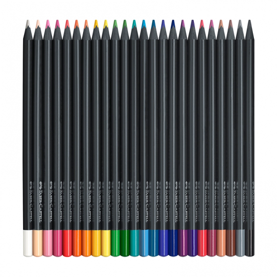 Creioane colorate triunghiulare cutie carton 24 culori Black Edition Faber Castell