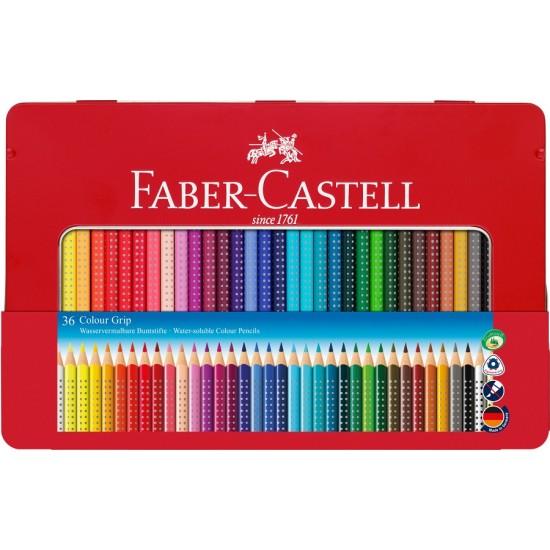 Creioane Colorate Grip 2001 / cutie metal Faber-Castell