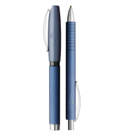 Set Cadou Stilou + Pix Essentio Aluminium Blue Faber-Castell