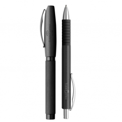 Set Cadou Stilou + Pix Essentio Aluminium Black Faber-Castell