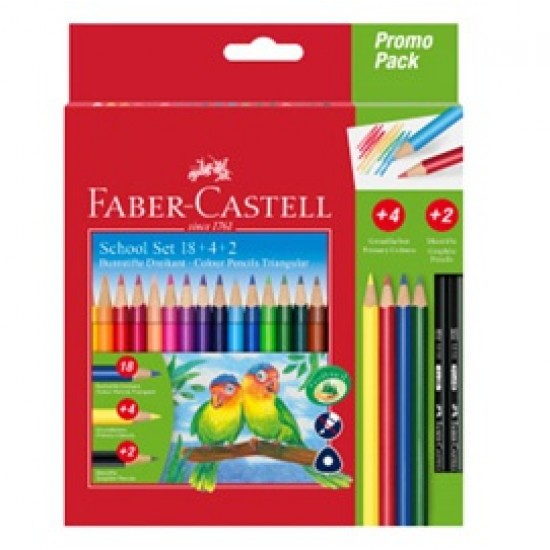 Set scolar creioane colorate triunghiulare Faber Castell