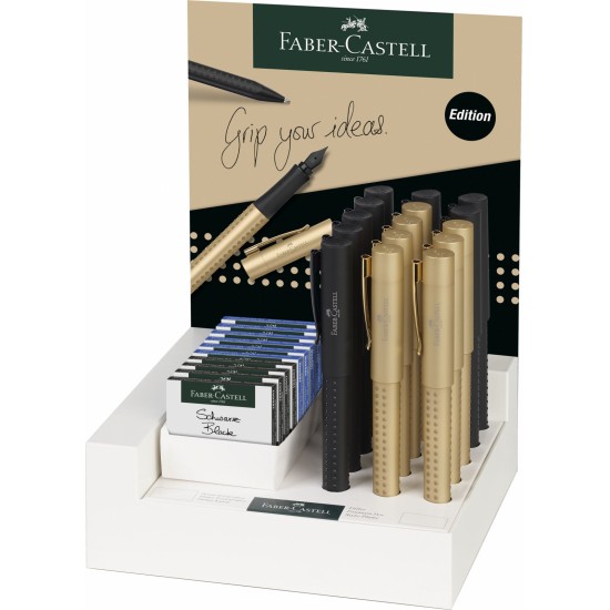 DISPLAY 15 BUC STILOU GRIP 2011 BLACK&GOLD FABER-CASTELL