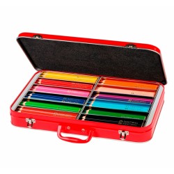 Set pentru clasa / cutie metal 144 creioane colorate Jumbo Grip Faber-Castell