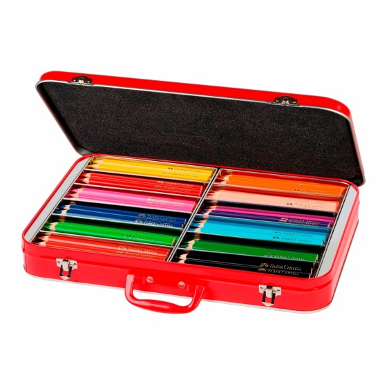 Set pentru clasa / cutie metal 144 creioane colorate Jumbo Grip Faber-Castell