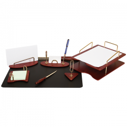 SET DE BIROU DIN LEMN CULOARE RED-WINE 7 PIESE