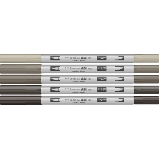 TOMBOW WARM GRAY COLOURS / ABT PRO DUAL BRUSH PEN SET 5 CULORI TOMBOW WARM GRAY COLOURS / ABT PRO DUAL BRUSH PEN SET 5 CULORI