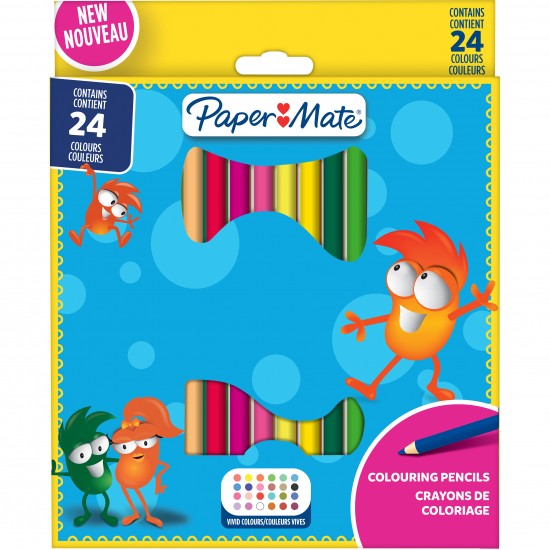 Set 24 creioane colorate rotunde Crealo PaperMate	