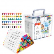 SET 60 MARKERE SKETCHING VARF DUBLU ROTUND 1MM/TESIT 7MM CUT PLASTIC COLOR EMOTION DELI